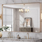 LOAAO 48”X32” Gold Bathroom Mirror, Rounded Rectangle Gold Frame Mirror by LOAAO