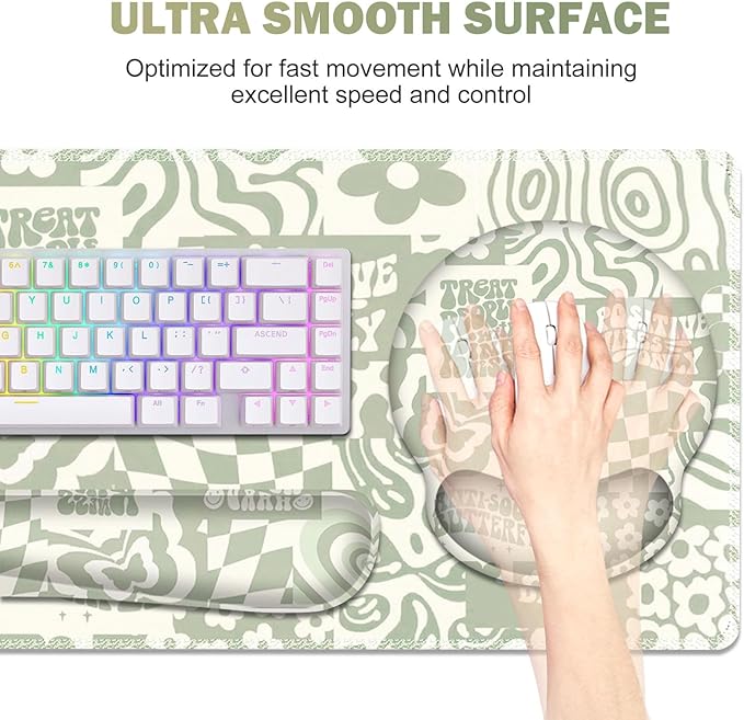 Large Desk Mat, Desk Pad Protector, XXL Mousepad + Keyboard Wrist Rest+Mouse - Image 3