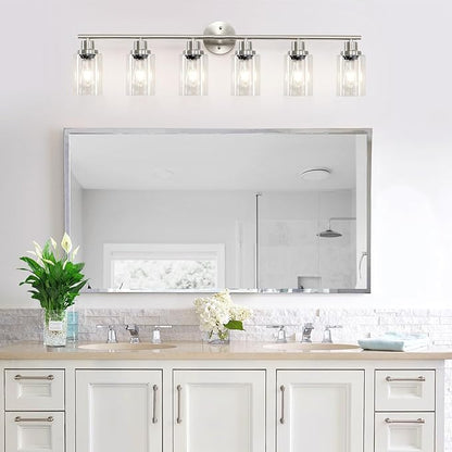 Guliaofo 6-Light Nickel Bathroom Vanity Lights, E26 Modern Bathroom Light - Image 6