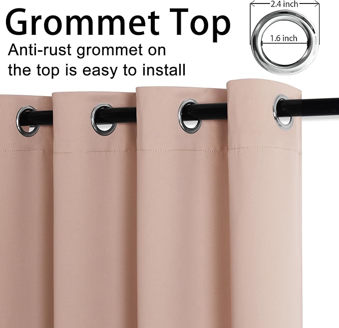 JIUZHEN Blush Pink Blackout Curtains - Image 5