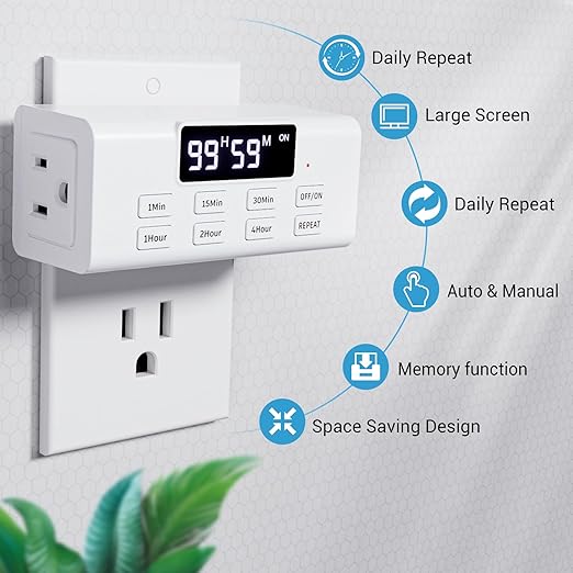 COKWEL Countdown Timer Outlet, Large Screen and Repeat Function, Inodoor Auto - Image 2
