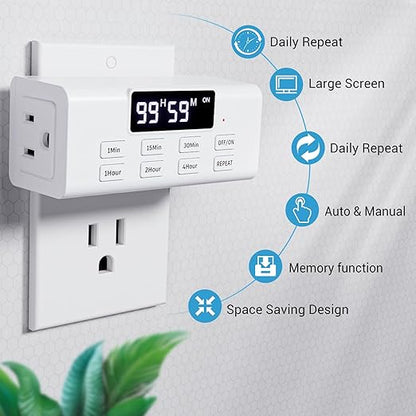 COKWEL Countdown Timer Outlet, Large Screen and Repeat Function, Inodoor Auto - Image 2