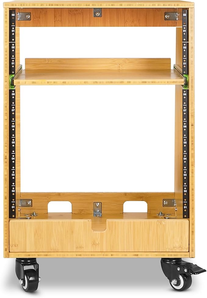 Sound Town DIY Solid Carbonized Bamboo Slanted 12U Studio Rack, - Image 2