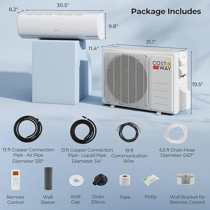 COSTWAY 11500 BTU Mini Split Air Conditioner, 115V 17 SEER2 Wifi Enabled - Image 7