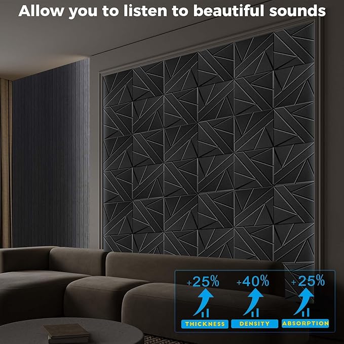 8 Pack Self-Adhesive Soundproof Wall Panels, 1.2lb/ft³ High Density, Thicker - Image 5
