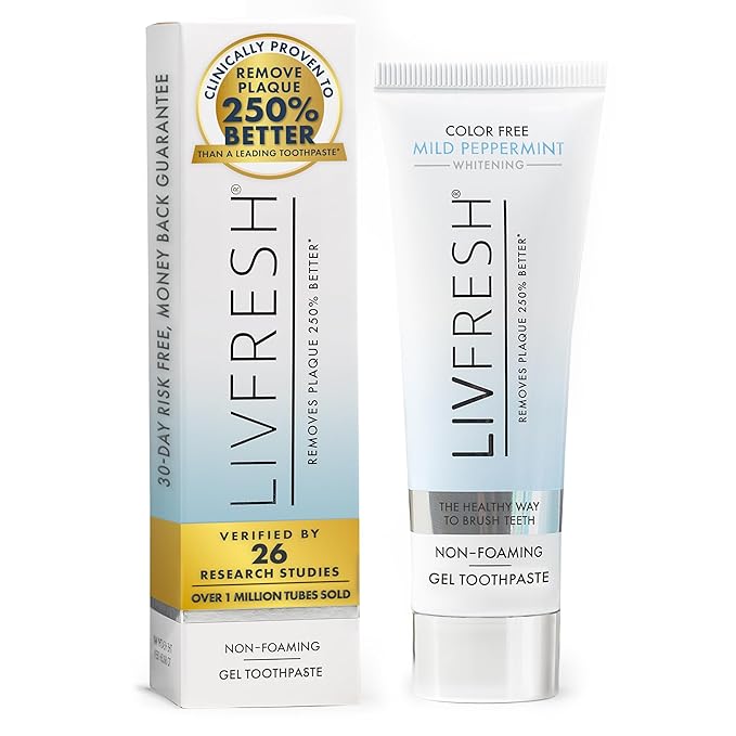 LIVFRESH Toothpaste Gel, Clinically Proven to Remove Plaque 250% Better by LIVFRESH