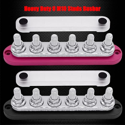 6 x M10 Studs Power Distribution Block Bus Bar 12V, Ampper 7" HD 300A Marine - Image 3