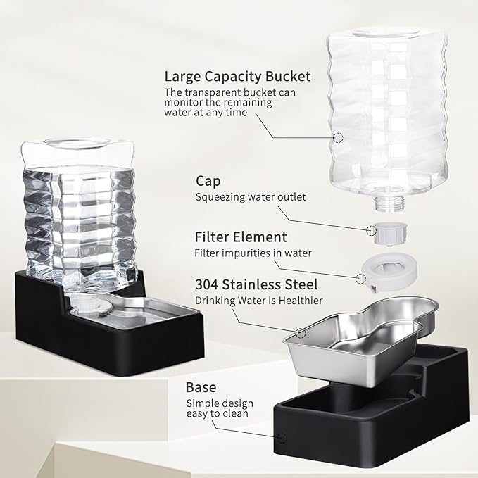 RIZZARI Stainless Steel Pet Water Feeder: 8L Gravity Waterer, Leak-Proof Auto - Image 3