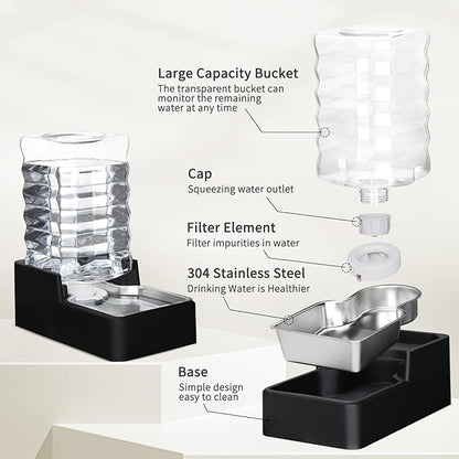 RIZZARI Stainless Steel Pet Water Feeder: 8L Gravity Waterer, Leak-Proof Auto - Image 3