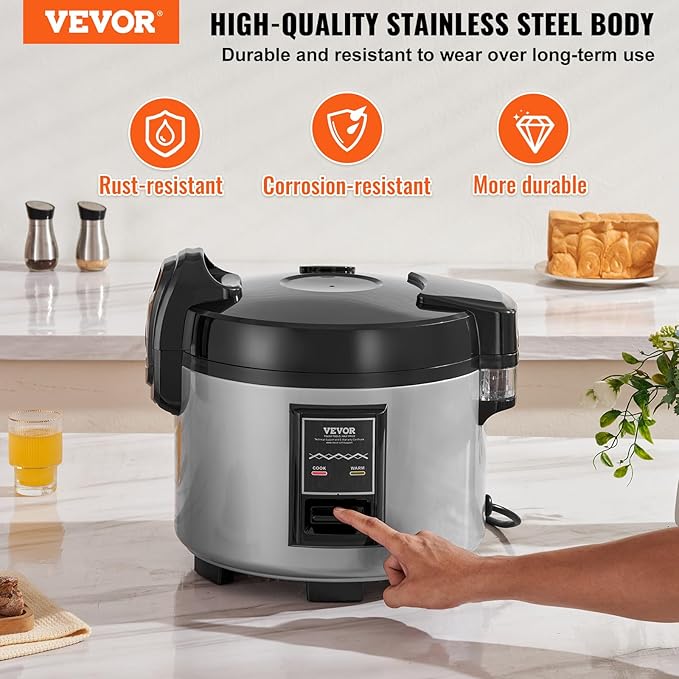 VEVOR Commercial Rice Cooker, 60-Cup Rice Cooker, 13.74 Qt / 13 Liter Large - Image 2