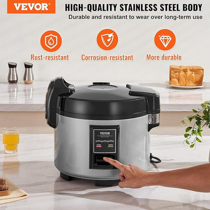VEVOR Commercial Rice Cooker, 60-Cup Rice Cooker, 13.74 Qt / 13 Liter Large - Image 2