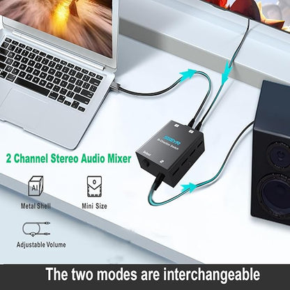 SGEYR Audio Switcher 3.5mm Bi-Direction Switch 2-in-1 Out/ 1-in-2 Out Audio - Image 4