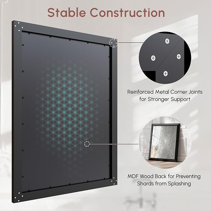 USHOWER Rectangular Bathroom Mirror, 30x40 Wall Mirror, Mirrors - Image 5