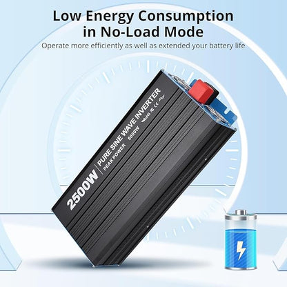 2500W Pure Sine Wave Inverter, 1 USB Port 5v/3.4a, LCD Display&Remote Controller - Image 2