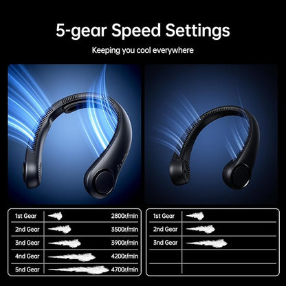 JISULIFE Portable Neck Fan Upgraded, Neckbrace Personal Hands Free, 5 Speed - Image 5