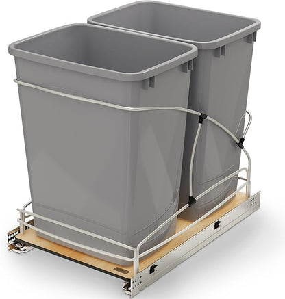 Rev-A-Shelf Steel Bottom Mount Double 35 Quart 8.75 Gallon Waste Bin Trash by Rev-A-Shelf