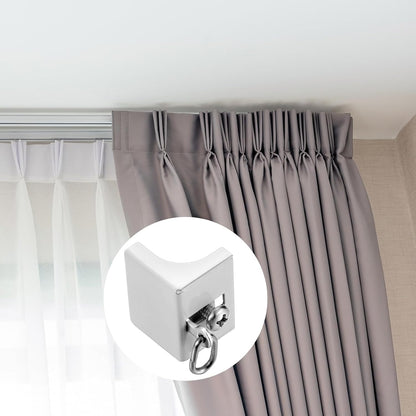 Zonon 4 Pcs Ceiling Curtain Track White End Caps Quiet Drapery Hook Curtain Track End Stop for Window