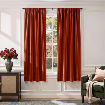 Lazzzy Velvet Blackout Curtains Thermal Insulated Room Window Drapes Super Soft by Lazzzy