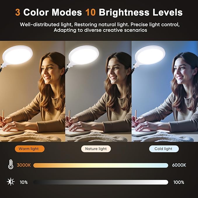 Desk Ring Light, 360°Rotate & Flexible Height Full-Screen Overhead Ringlight - Image 3