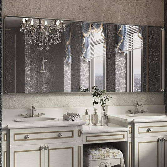ISKM Large Silver Wall Mirror, 84 x 32 Inch Metal Silver Frame Mirror by ISKM-IStillKeepMovin