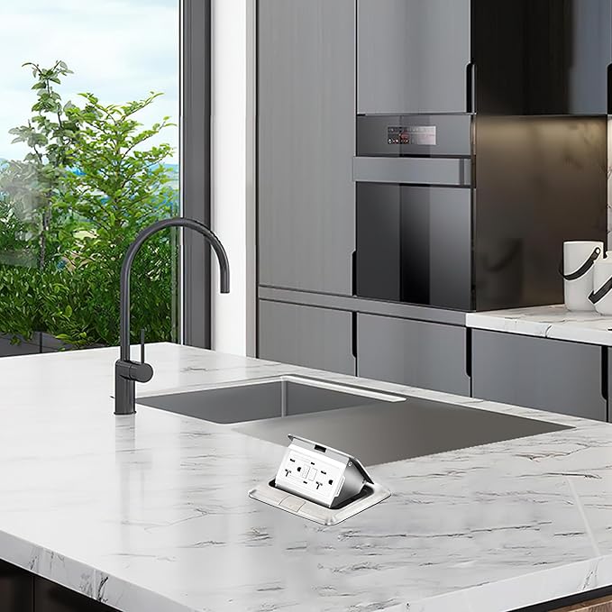 Vagueior Pop-Up Floor Box Kit, 20A Tamper-Weather Resistant Receptacle GFCI - Image 6