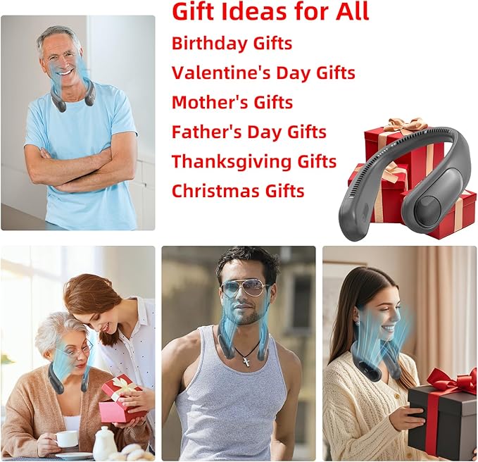 Portable Neck Fan, Personal Wearable Bladeless Fan, LED Display, 6000mAh USB - Image 6