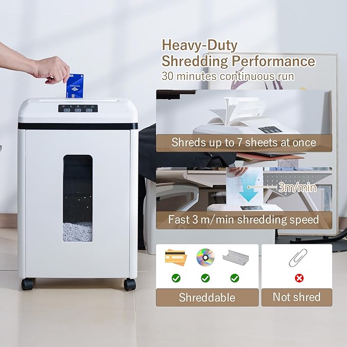 Professional Commercial Paper Shredder: P-7 Security Super Micro-Cut 1x1.7mm 7 - Image 4