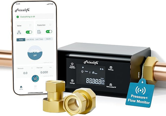 Frizzlife LP365-P 1.25-Inch Smart Water Monitor and Automatic Shutoff by FRIZZLIFE
