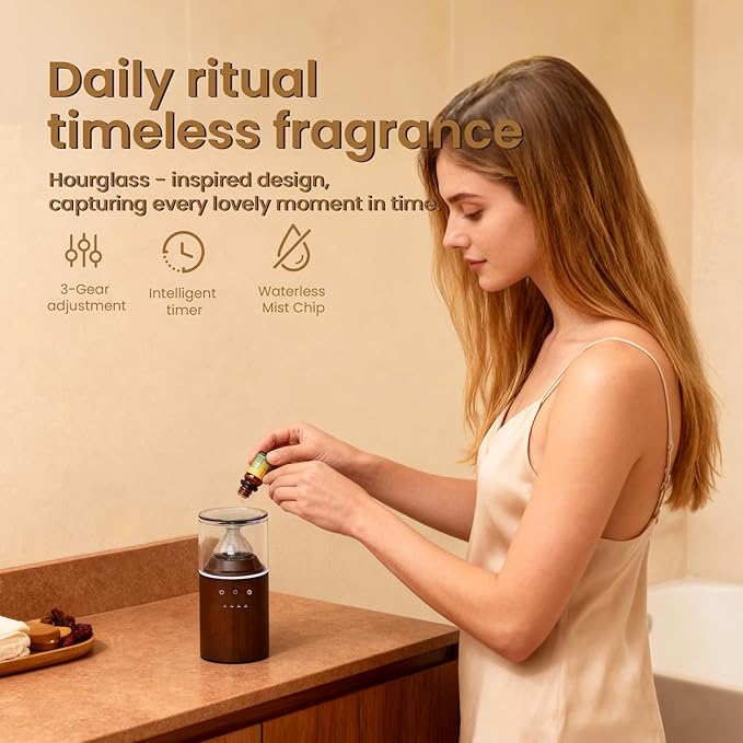 Waterless Nebulizing Essential Oil Diffuser, Real Glass and Solid Wood Portable - Image 7