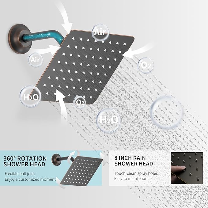 KATAIS Temperature Display Oil Rubbed Bronze Shower System, Push Button Shower - Image 4