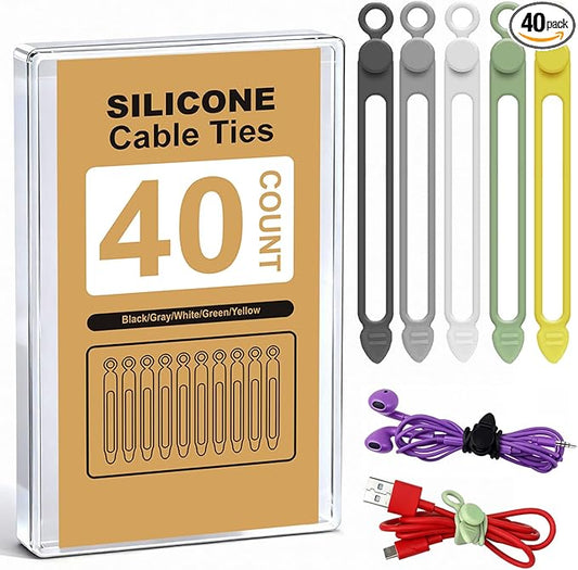 AUFORPET 40Pcs Silicone Cable Ties by AUFORPET