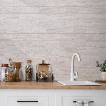 AULIGET 100-Piece Beige Slate Peel and Stick Backsplash Wall Tiles, Laundry Room - Image 2