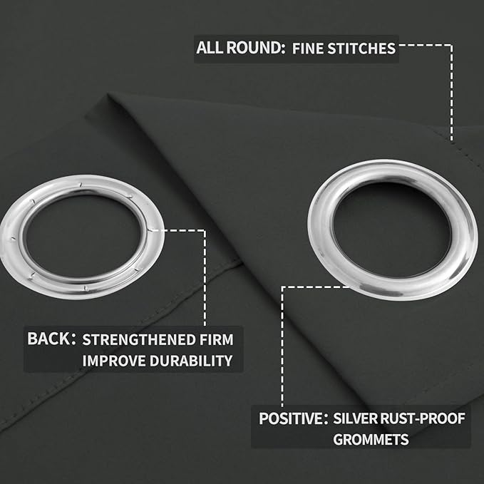 Easy-Going Blackout Curtains for Bedroom, Solid Thermal Insulated Grommet and - Image 4