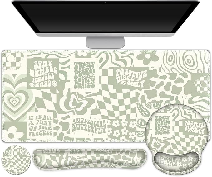 Large Desk Mat, Desk Pad Protector, XXL Mousepad + Keyboard Wrist Rest+Mouse by ToLuLu