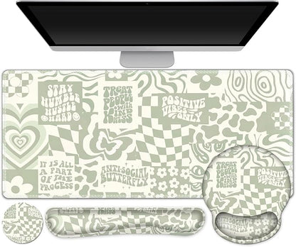 Large Desk Mat, Desk Pad Protector, XXL Mousepad + Keyboard Wrist Rest+Mouse by ToLuLu