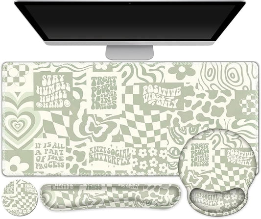 Large Desk Mat, Desk Pad Protector, XXL Mousepad + Keyboard Wrist Rest+Mouse by ToLuLu