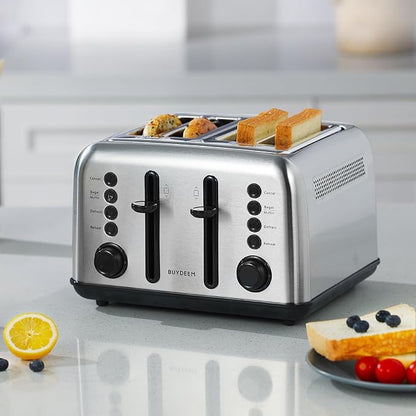 BUYDEEM DT640 Retro 4 Slice Toaster, 7 Shade Settings, Extra Wide 1.5'' Slots - Image 8