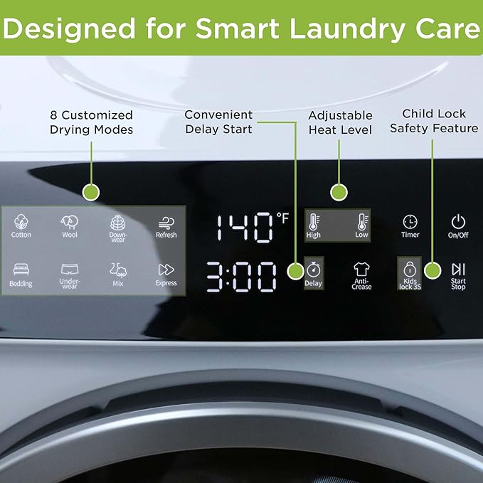 HAMILTON BEACH Electric Compact Portable TOUCHSCREEN Laundry Dryer - Image 6