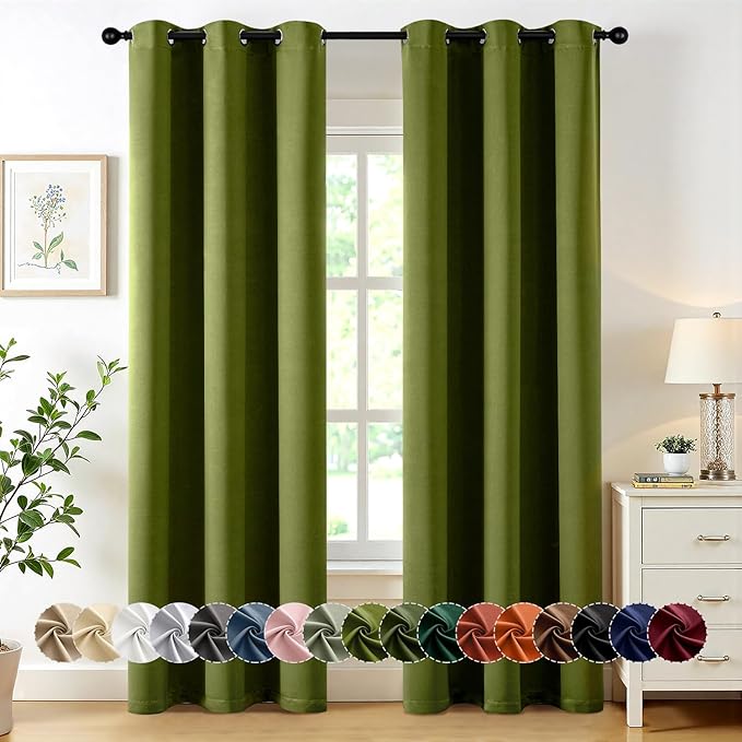 MIULEE Light Olive Green Blackout Curtains by MIULEE