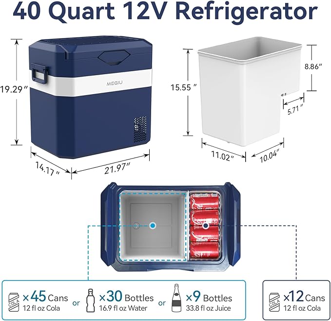Car Fridge Portable 12V Refrigerator 40 Quart 12 Volt Freezer Compressor Cooler - Image 3