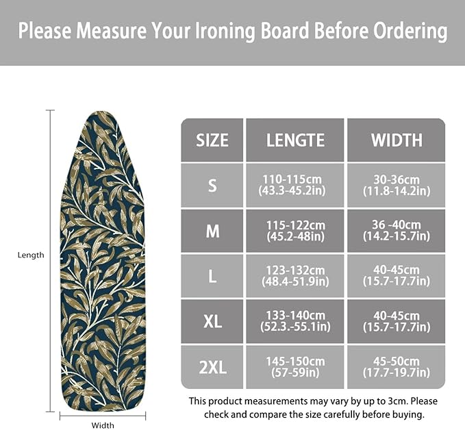 ZCFYGDX Hawaiian Flower Leaf Print Ironing Board Cover Medium, Elastic Edges - Image 6