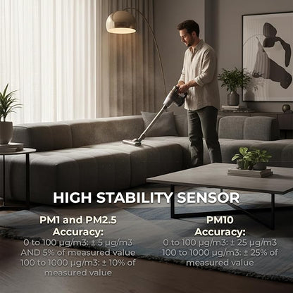 Air Quality Monitor Indoor 7" Display + Alerts, CO2 Monitor PM2.5 PM1.0 PM10 - Image 3