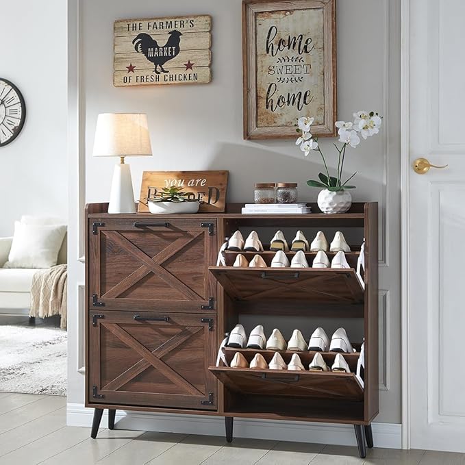 Shoe Storage Cabinet, Farmhouse Shoe Organizer by Barnyatoh