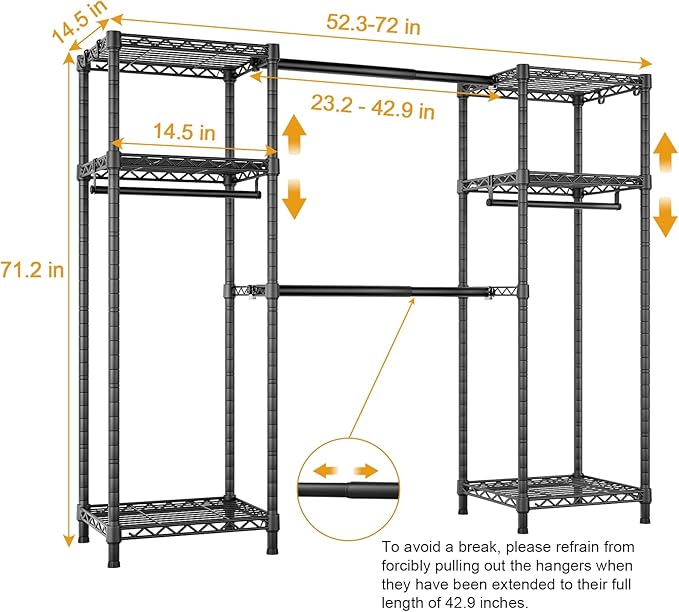 Ulif E7 Garment Rack, Heavy Duty Clothes Storage System - Image 5