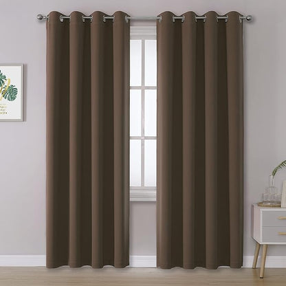 DUALIFE Brown Curtains 84 Inches Long Coffee Color Blackout Curtains by DUALIFE
