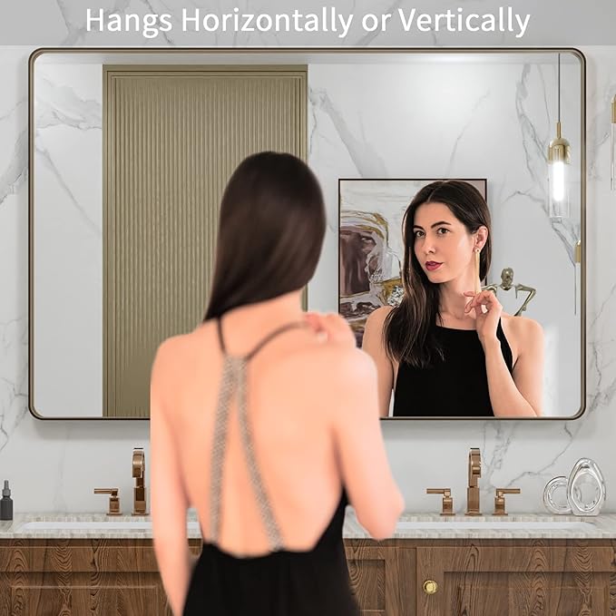 LOAAO 48”X32” Bronze Bathroom Mirrors - Image 2