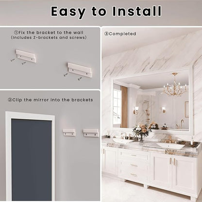 Amorho Bathroom Mirror, 48x40 Inch White Framed Bathroom Mirrors - Image 7