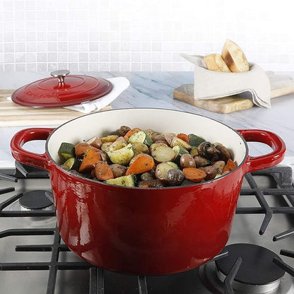 Crock-Pot Artisan 7-Quart Round Enameled Cast Iron Dutch Oven – Scarlet Red - Image 7
