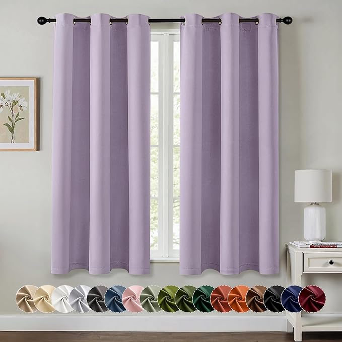 MIULEE Lilac Blackout Curtains for Bedroom Living Room 63 Inches Long 2 Panels by MIULEE