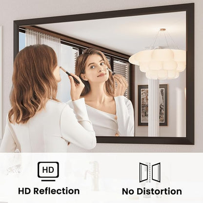 Amorho Bathroom Mirror Black, 60x40 Inch Thick Metal Framed Wall Mirrors - Image 3